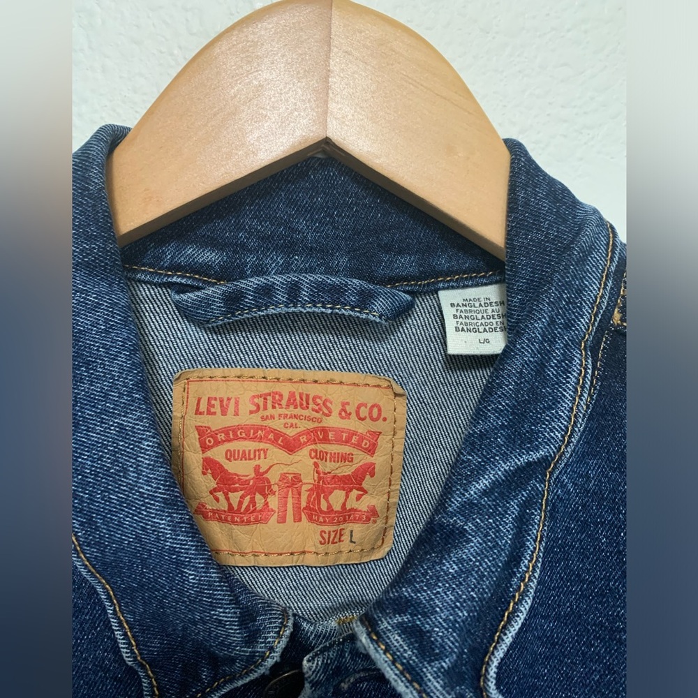 Vintage Levis Jean Jacket 80s Blue Wash Trucker Denim Adult Size L - Picture 2 of 12
